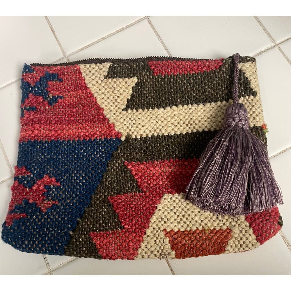 Boho Gypsy Woven Clutch Bag Tassel Small Purse Casual Bohemian Colorful